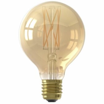 Calex LED Full Glass LongFilament Globe Lamp 240V 4W 320lm E27 GLB80 Gold 2100K dimbaar 8712879136323