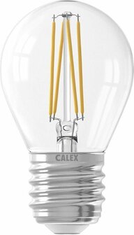 Calex LED Full Glass Filament Ball-lamp 240V 3.5W 350lm E27 P45 Clear 2700K CRI80 dimbaar 8712879136132