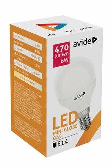 Avide LED Mini Globe G45 6W E14 NW neutraalwit 5999562285206