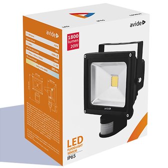 Avide LED bouwlamp zwart 220 240v 10w 4000k sensor 5999562283042